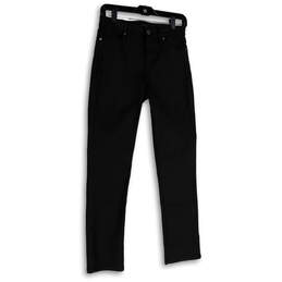 Womens Black Denim Dark Wash High Rise Pockets Slim Fit Skinny Jeans Sz 26