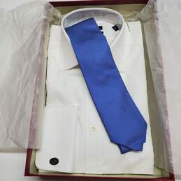 Vakko men's white dress shirt and silk tie in box size 41 | 16