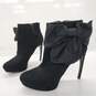 Alexander McQueen Women's Black Suede Bow Accent Stilleto Heel Ankle Boots Size 8 AUTHENTICATED image number 1