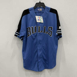 NWT Mens Blue Chicago Bulls Short Sleeve Basketball Jersey Size Large