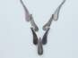Artisan 925 Textured Teardrops Linked Collar Necklace Earrings & Bracelet Set image number 10