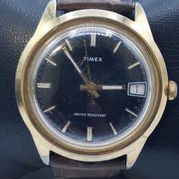 Vintage Timex 37mm Gold Tone Case Omega Homage Men's Quartz Watch