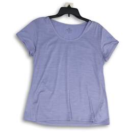 Womens Lavender Round Neck Short Sleeve Activewear Pullover T-Shirt Size XL