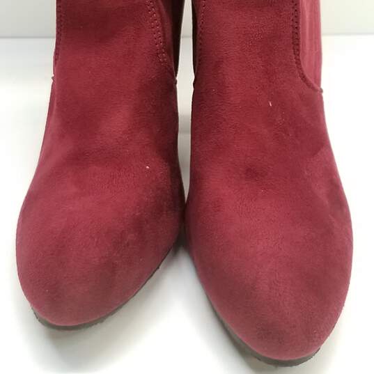 Forever Burgundy Faux Suede Women's Boots Size 7.5 image number 7