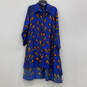 Womens Blue Ankara Print Collared Button Front Shirt Dress Size 1X image number 1