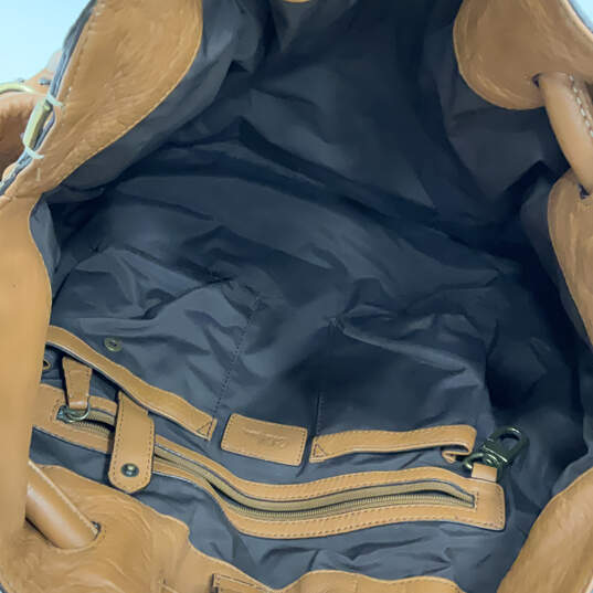Womens Brown Pebbled Leather Inner Pockets Double Handle Shoulder Bag image number 3