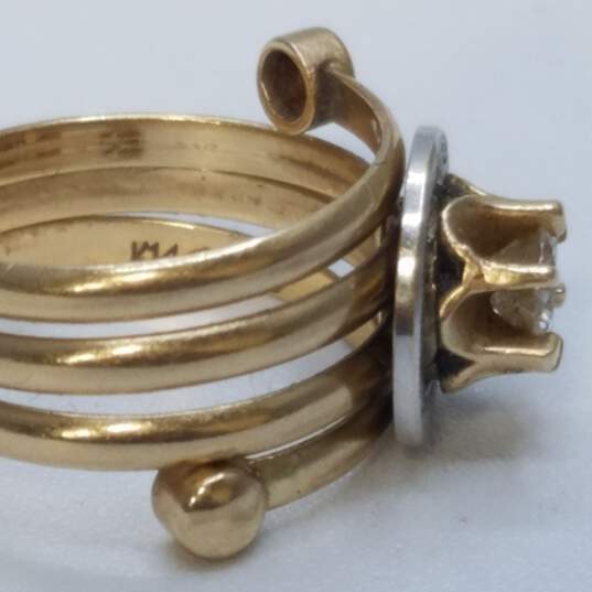 14K Gold Spiral Crystal Band Sz 3 Ring 3.6g image number 4
