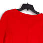Womens Red Knitted Dotted Long Sleeve V-Neck Pullover Sweater Size Large image number 4