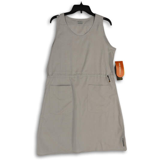 NWT Womens Grey Sleeveless Crew Neck Pullover Shift Dress Size Medium image number 1