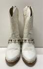 Capezio Boots White Leather Studded Harness Western Boots Size 5 M image number 2