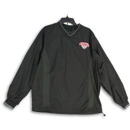 Mens Black Wisconsin Badgers Long Sleeve V-Neck Windbreaker Jacket Size L