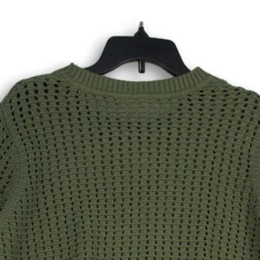 NWT Womens Green Crochet Long Sleeve Crew Neck Pullover Sweater Size XL image number 4