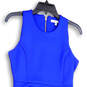 Womens Blue Round Neck Sleeveless Back Zip Fit & Flare Dress Size 6 image number 3