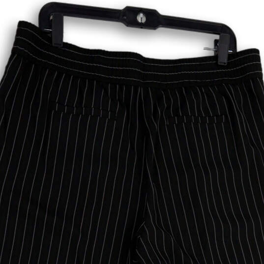 NWT Womens Black White Striped Pockets Straight Leg Cropped Pants Size 16 image number 4