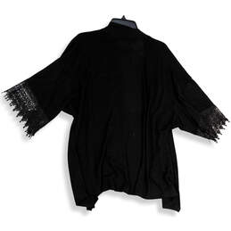 NWT Womens Black Lace Long Sleeve Open Front Cardigan Sweater Size 1X alternative image
