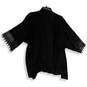 NWT Womens Black Lace Long Sleeve Open Front Cardigan Sweater Size 1X image number 2