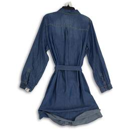 Sonoma Womens Denim Blue Spread Collar Button Front Shirt Dress Size 16W alternative image