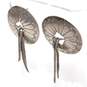 Artisan H Sterling Silver Concho Feather Dangle Earrings - 13.2g image number 3