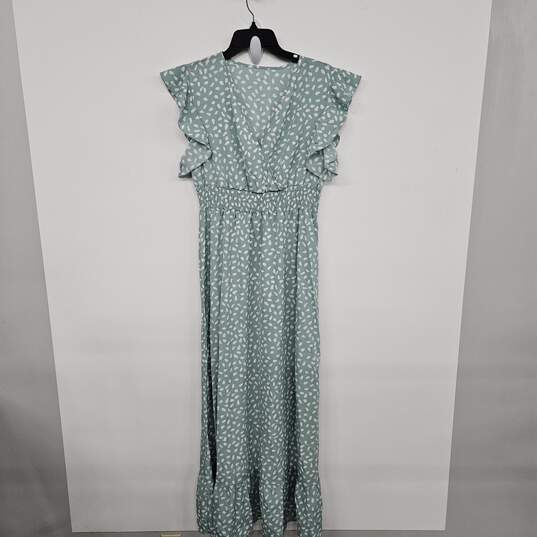 Allover Print Ruffle Trim Shirred Waist Dress image number 1