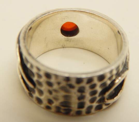 Artisan 925 Textured Druzy & Carnelian Rings w/ Granulated Bracelet 20.8g image number 5