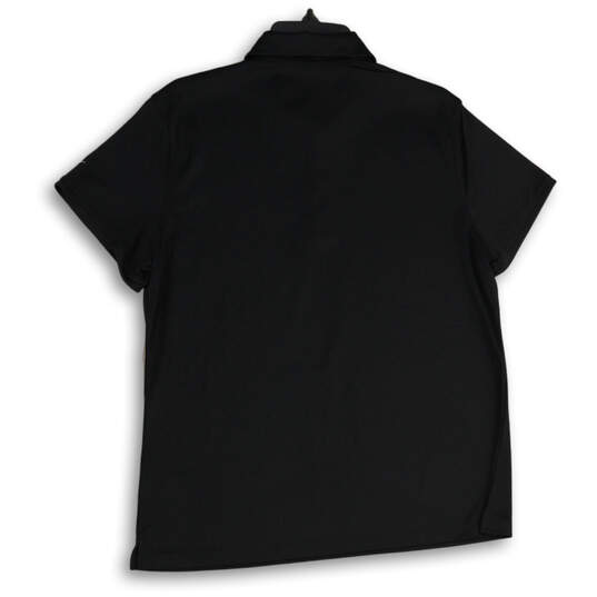 NWT Womens Black Short Sleeve Spread Collar Polo Shirt Size X-Large image number 2