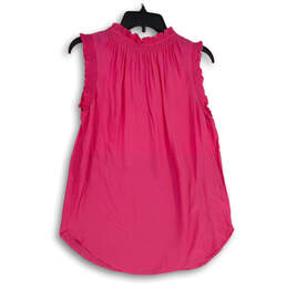 NWT Womens Pink Ruffle Keyhole Neck Sleeveless Pleated Blouse Top Size S alternative image