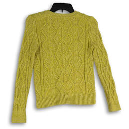 Womens Yellow Knitted Long Sleeve Crew Neck Pullover Sweater Size XS alternative image
