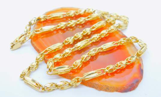 14K Gold Etched & Textured Open Fancy Link Chain Necklace 14.0g image number 3