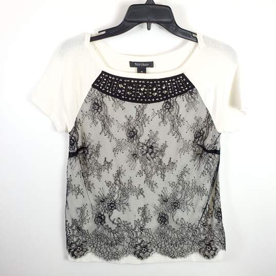 White House Black Market Women White Lace Top XS image number 1