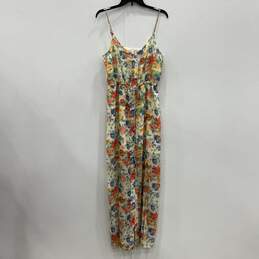 NWT Von Maur Womens Ivory Floral Button Front Spaghetti strap Tank Dress Size M