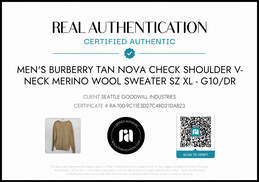 Burberry Men's Tan V-Neck Merino Wool Sweater Size XL - AUTHENTICATED alternative image