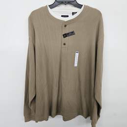 2 In 1 Tan Long Sleeve Shirt With Built In White Tee