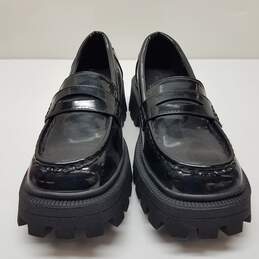 ASOS Design Black Patent Leather Chunky Platform Penny Loafers Size 9 alternative image