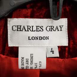 Charles Gray Women Red Velvet Jacket Sz 4 NWT