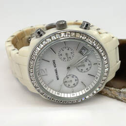 Designer Michael Kors MK-5079 White Chronograph Wristwatch w/ Dust Bag