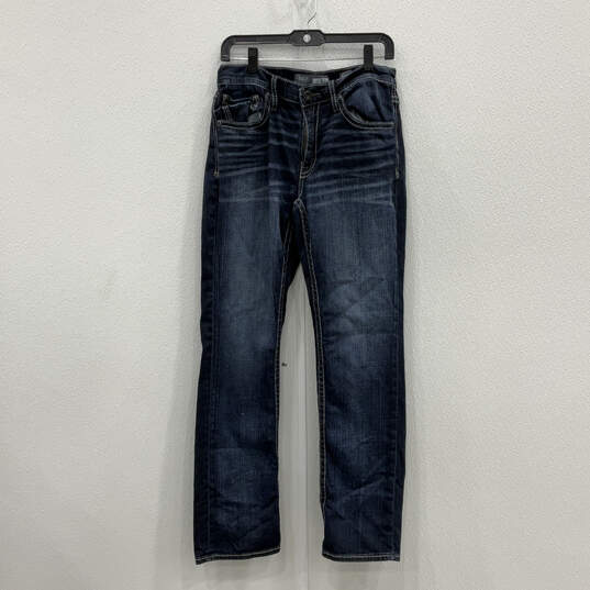 Women Blue Denim Medium Wash 5-Pocket Design Straight Leg Jeans Size 32 R image number 1