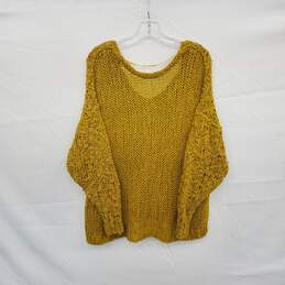 Free People Gold Cotton Blend Open Knit Pullover Sweater WM Size M NWT alternative image