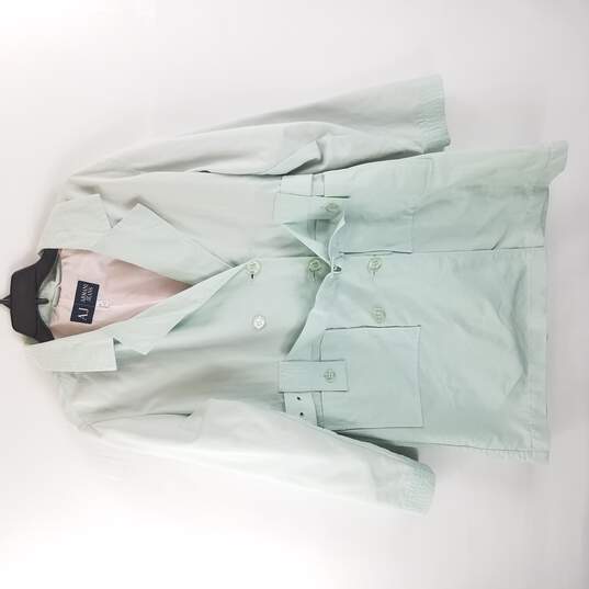 Buy the Armani Jeans Women Mint Double Breasted Button Up Trench PeaCoat  Jacket L 12 | GoodwillFinds