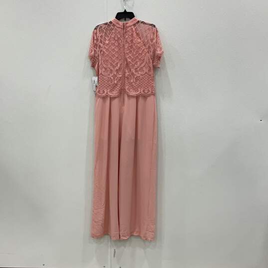 NWT Premier Amour Womens Pink Lace Short Sleeve Back Zip A-Line Dress Size 14 image number 2