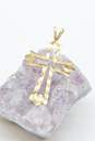 14K Yellow Gold Etched Cut Out Cross Pendant 0.9g image number 1