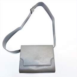 Marge Sherwood Gray Leather Shoulder Small Camera Box Bag Purse