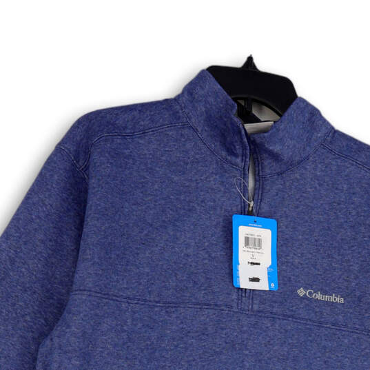 NWT Mens Blue Long Sleeve Mock Neck 1/4 Zip Pullover Sweatshirt Size Large image number 3