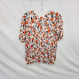 Danial Rainn Ivory & Orange Floral Patterned Knit Top WM Size XS NWT alternative image