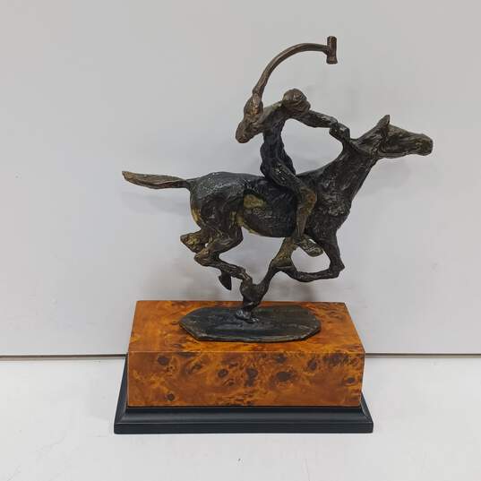 Polo Player Cast Brass Metal Sculpture image number 2