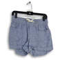 Womens Blue High Rise Elastic Waist Flat Front Pull-On Mom Shorts Size 2 image number 1