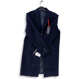 NWT Mens Blue ThFlex Long Sleeve Notch Lapel Pockets Trench Coat Size 40R
