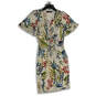 Womens Multicolor Floral Surplice Neck Short Sleeve Sheath Dress Size S image number 1