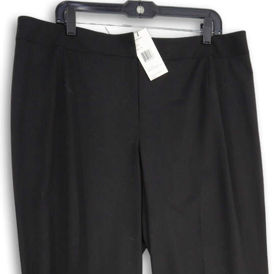 NWT Womens Black Pleated Front Straight Leg Dress Pants Size 16 W image number 3