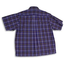NWT Mens Blue Brown Plaid Spread Collar Short Sleeve Button-Up Shirt Sz 2XL alternative image