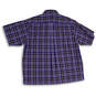NWT Mens Blue Brown Plaid Spread Collar Short Sleeve Button-Up Shirt Sz 2XL image number 2
